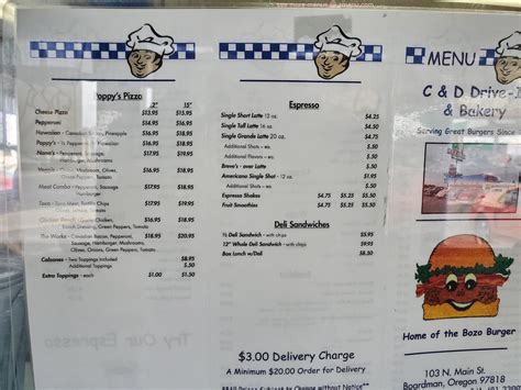 Online Menu of C & D Drive In Restaurant, Boardman, Oregon, .